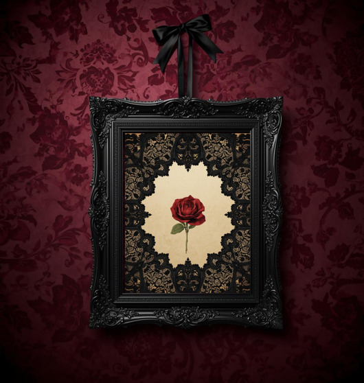 grafiki i ilustracje PLAKAT dekoracja gotycka  róża sztuka ścienna koronka
