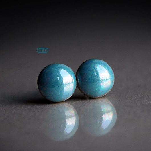 kolczyki ceramiczne Mini Niebiańskie 6mm/stal chirurgiczna/