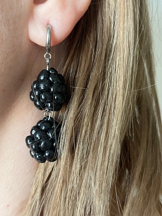 kolczyki z masy plastycznej Kolczyki wiszące Jeżyny handmade polimerowa glina