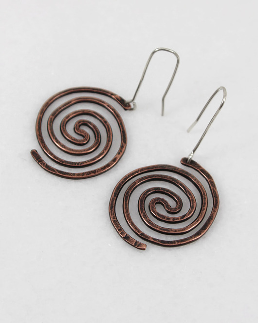 kolczyki z miedzi Wężowy - miedziane kolczyki lub klipsy - unikat