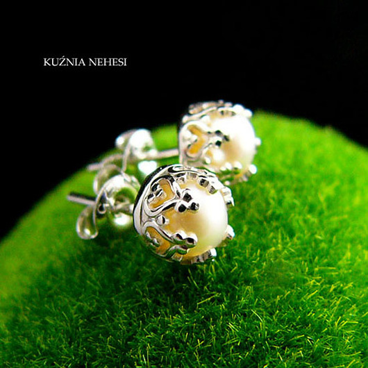 kolczyki z kamieniami Kolczyki Pearl - Mini - Perły Srebro