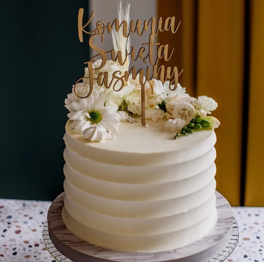komunia - pozostałe Złoty topper komunijny z imieniem
