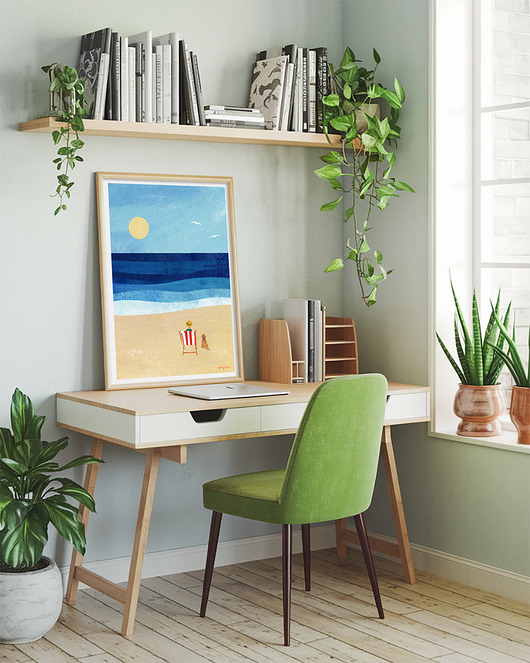 plakaty Nad morzem z psem - plakat 50x70 cm