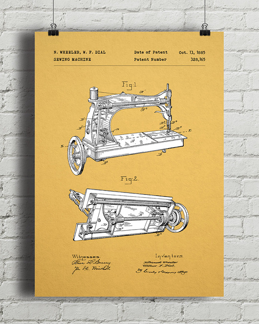 plakaty Plakat Maszyna do szycia - patent - rysunek techniczny