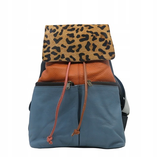 plecaki Plecak damski skórzany pojemny kieszenie regulowane szelki kolorowy OLIVKA