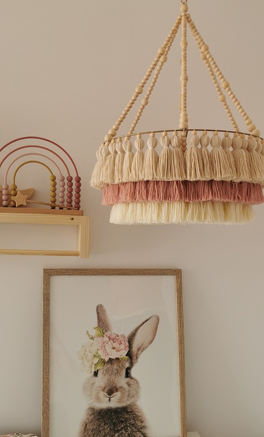 lampy do pokoju dziecka Lampa wisząca do pokoju dziecięcego, chwosty, koraliki