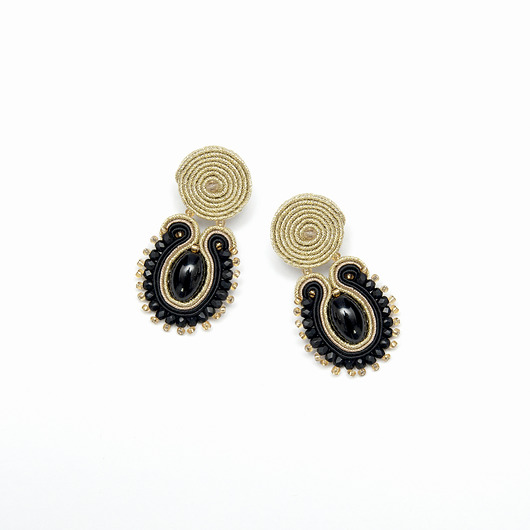 kolczyki soutache Kolczyki czarno złote sutasz