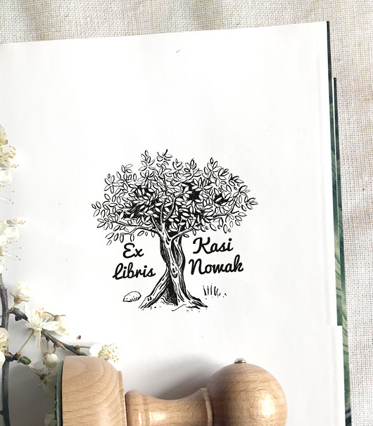 stemple DRZEWO OLIWNE - Pieczątka Ex Libris