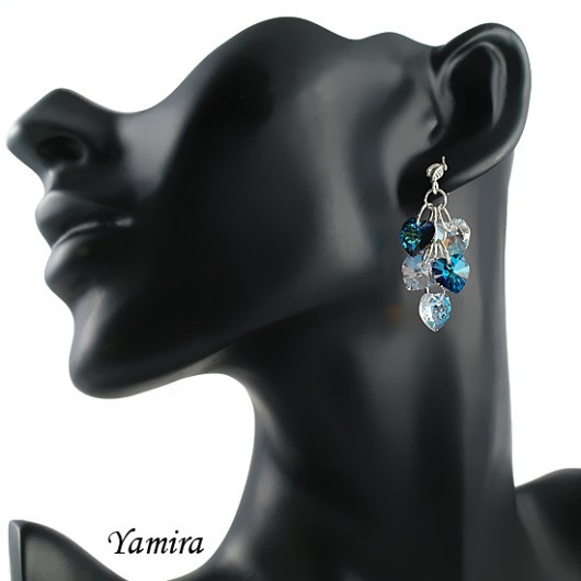 kryształ Swarovski gronka Crystal Blue AB i Bermuda Blue yamira