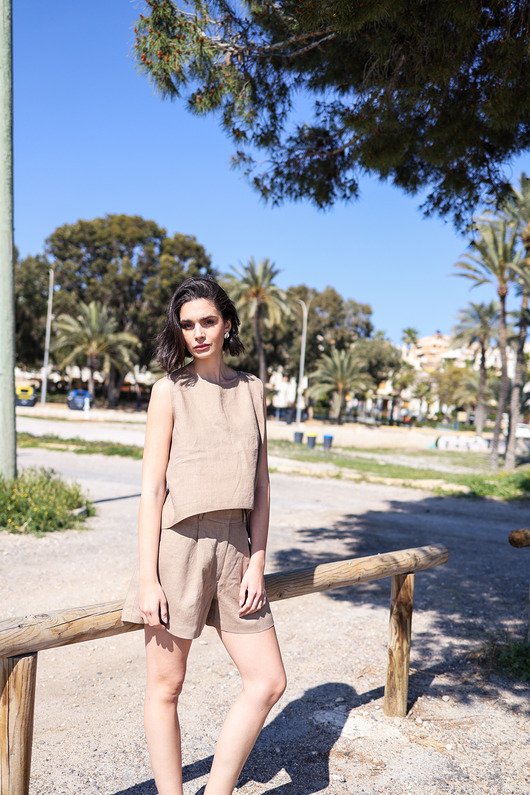 topy damskie Top lniany Pure mocha