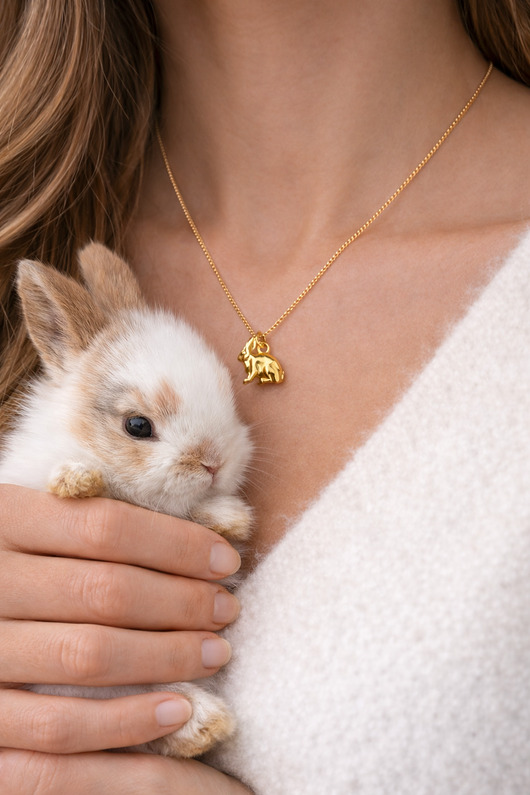 złote naszyjniki KRÓLICZEK - naszyjnik srebro, złoto, różowe złoto