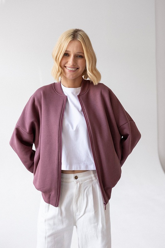 bluza bez kaptura damska Bomberka Sporty Chic Rose Brown