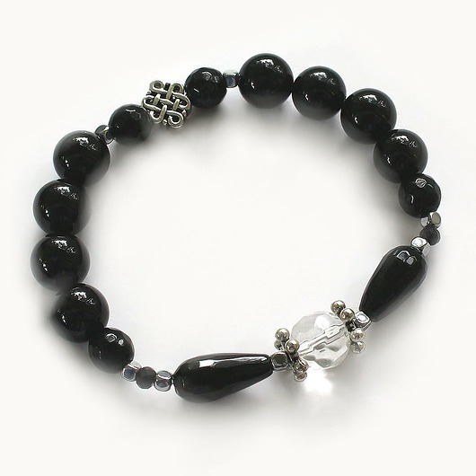 bransoletki z kamieni naturalnych Stabilność i ochrona - Onyks Turmalin czarny hematyt