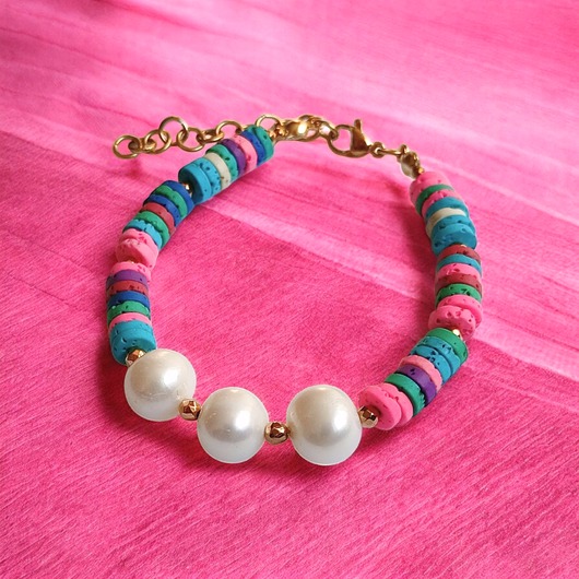bransoletki z kamieni naturalnych SUMMER COLLECTION : bransoletka : PERŁY i lawa