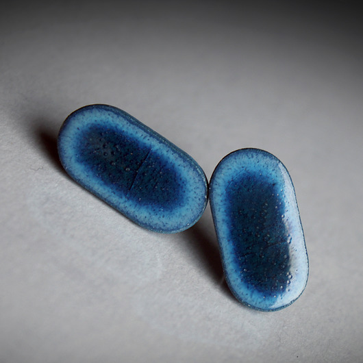 kolczyki ceramiczne BLUE PILL/stal chirurgiczna/