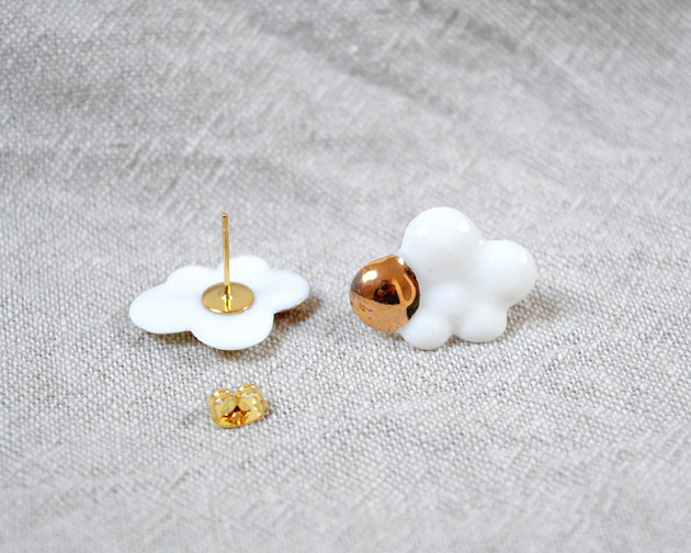 Kolczyki ceramiczne Clouds Raggio d'Oro Małe Karolina Bednorz