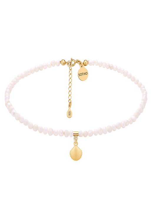 Choker z pereł naturalnych ze złotą muszelką SOTHO