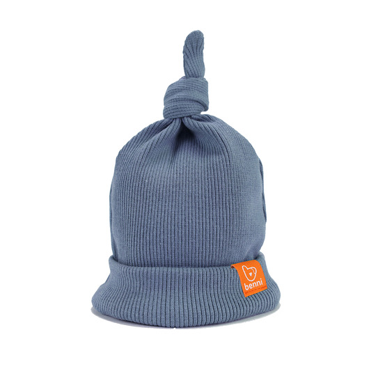 Czapka w prążki z supełkiem- newborn- avio Benni
