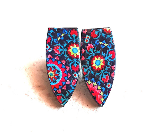 kolczyki drewniane Wkrętki Kolorowo