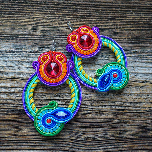 kolczyki soutache Gigi- duże i etniczne kolczyki soutache
