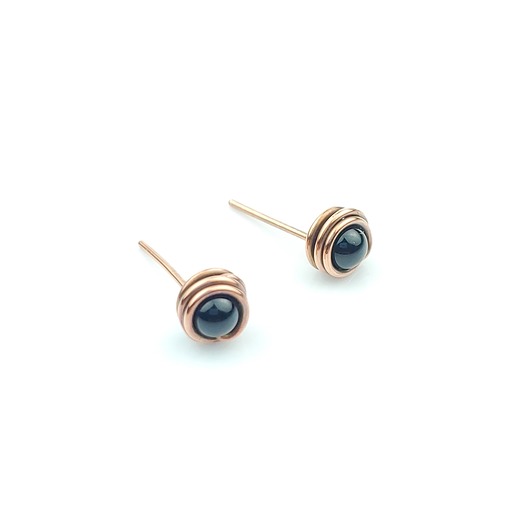 kolczyki wire wrapping Kolczyki sztyfty z onyksem