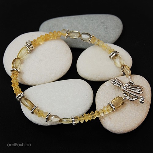 Kwarc Lemon i Cytryn z ważką - zamówienie MAREMI Jewelry