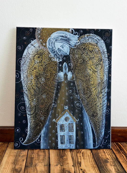 obrazy Anioł z domem. Giclee