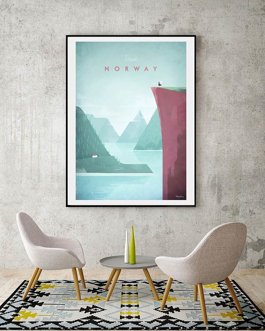 Norwegia - vintage plakat 61x91 cm minimalmill