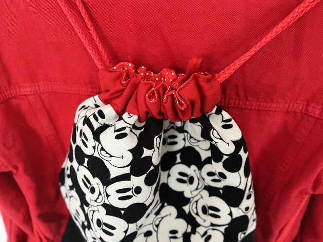 Plecak worek z czarnego dżinsu MICKEY MOUSE wyjątkowa torba PELA