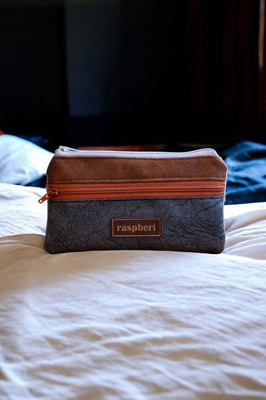 portfele damskie Brązowo-szary portfel damski