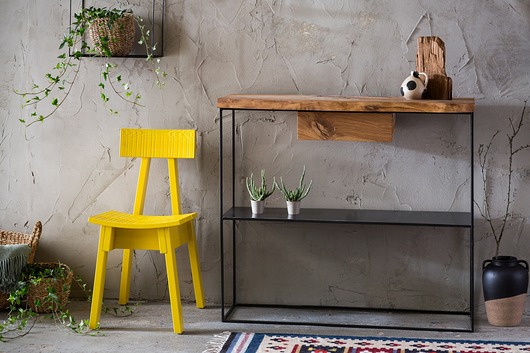 Dębowa konsola OSLO Z PÓŁKĄ Projekt Loft