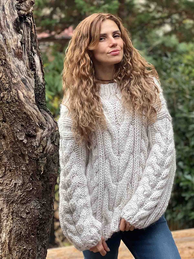 swetry damskie  100% Merino sweter WARKOCZOWY  na drutach