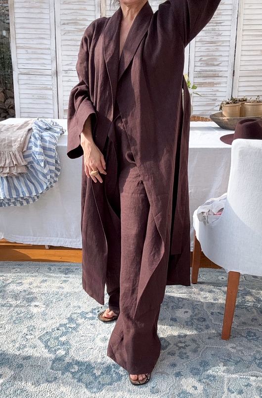 ubrania różne Długie lniane kimono