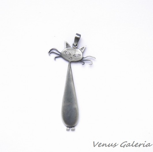 Zawieszka srebrna oksydowana- Kot Giler II VENUS GALERIA
