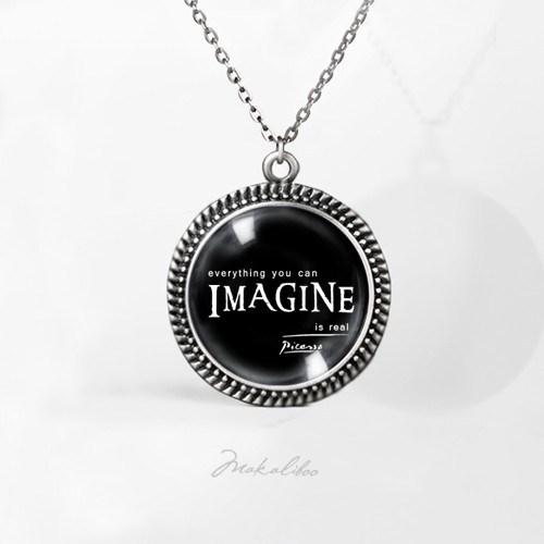 Imagine picasso -czarny- medalion silver Makaliboo