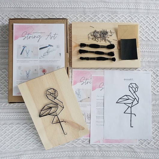 klocki i zabawki drewniane BOX DIY String art  FLAMING  kreatywny zestaw zrób to sam
