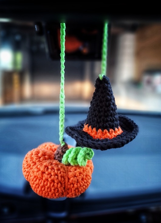 akcesoria różne Jesienna zawieszka do auta Dynia i Kapelusz Halloween