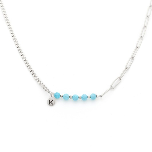 naszyjniki - inne Bestseller! Naszyjnik z Amazonitem Srebrna stal szlachetna