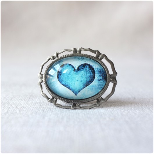 broszka z sercem soft blue s kameLeonia