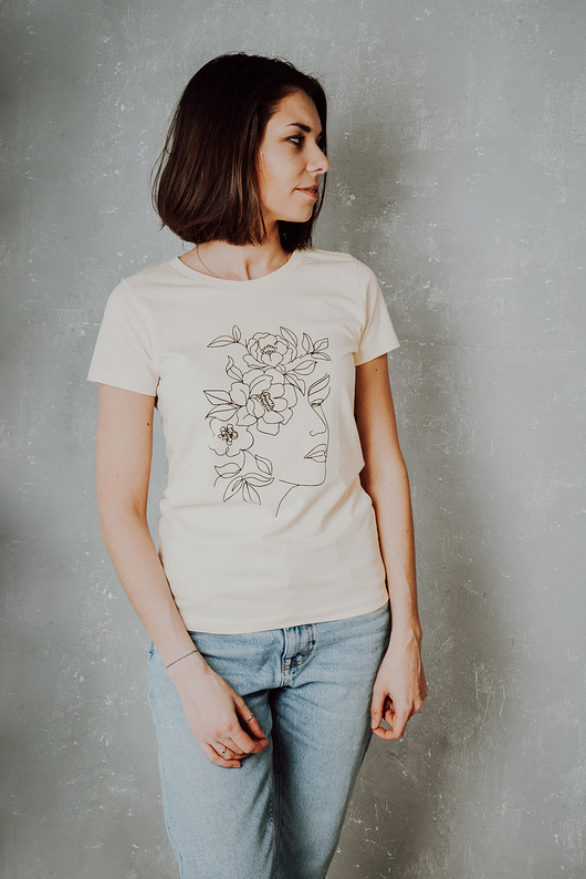 t-shirt damskie T-shirt z bawełny organicznej z nadrukiem