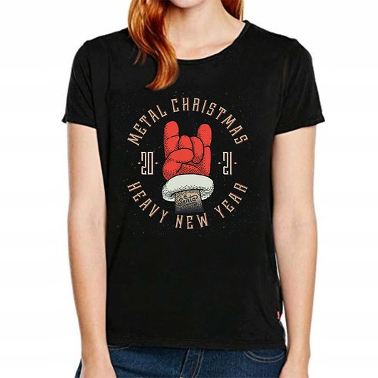 t-shirt damskie Koszulka damska organiczna Metal Christmas