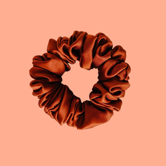 gumki do włosów Gumka jedwabna, scrunchie, frotka miedziana brązowa MIDI