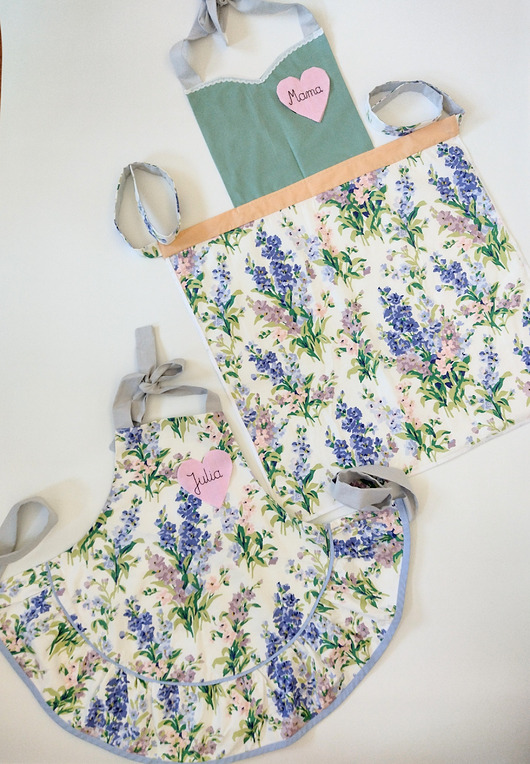 dziewczynka - inne Fartuszki kuchenne kwiatowy zestaw mama i córka z imieniem