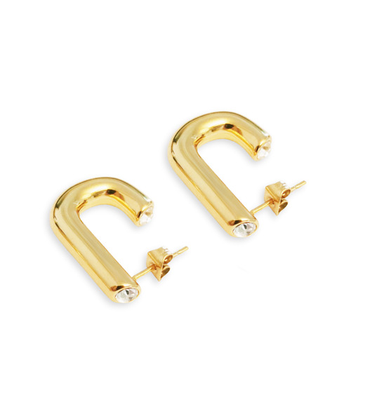 kolczyki - inne Elipsy z kryształowymi oczkami - kolczyki z pozłacanej stali szlachetnej