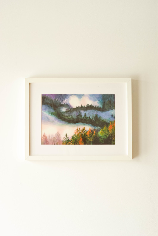 grafiki i ilustracje LAS , wydruk akwareli w ramie, 32,5 x 24,5 cm