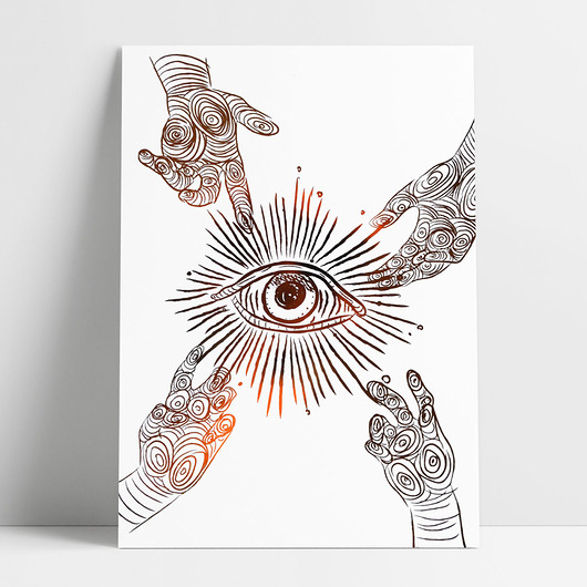 grafiki i ilustracje Plakat złocony - Boskie oko