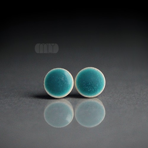 kolczyki ceramiczne Morskie 9mm/stal chirurgiczna/