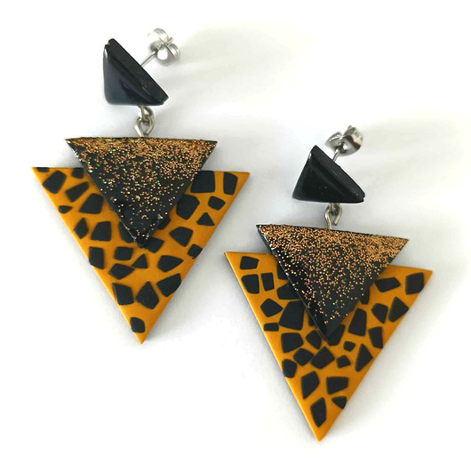 kolczyki z masy plastycznej Kolczyki Geometryczne Trójkąty