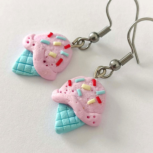 kolczyki z masy plastycznej Pastelowe Kolczyki Lody