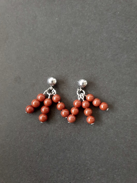 kolczyki z kamieniami Kolczyki FANABERIA TRIO jaspis czerwony